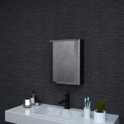 Niveal LUMCA Series Rectangular Aluminum Recessed/Surface Mount Medicine Cabinet with Mirror Matte Black 16 in. W x 20 in. H MMC-1620MB1