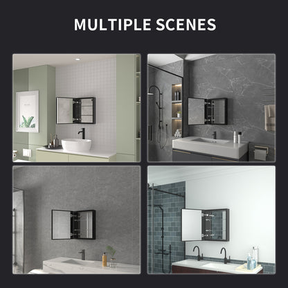 Niveal LUMCA Series Rectangular Aluminum Recessed/Surface Mount Medicine Cabinet with Mirror MMC-1620MB10