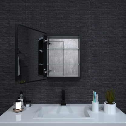 Niveal LUMCA Series Rectangular Aluminum Recessed/Surface Mount Medicine Cabinet with Mirror MMC-1620MB2