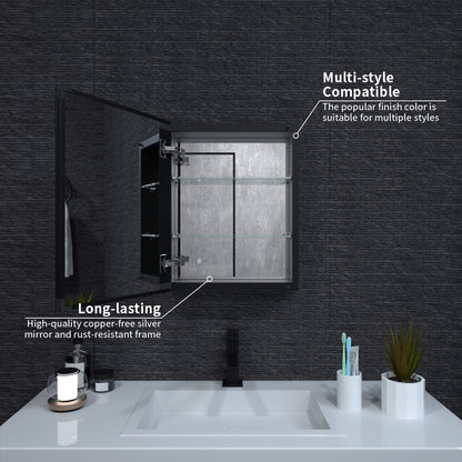 Niveal LUMCA Series Rectangular Aluminum Recessed/Surface Mount Medicine Cabinet with Mirror MMC-1620MB4