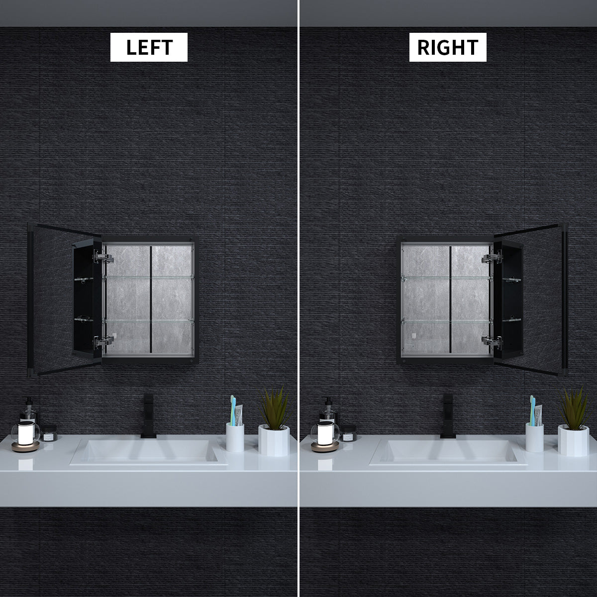 Niveal LUMCA Series Rectangular Aluminum Recessed/Surface Mount Medicine Cabinet with Mirror MMC-1620MB5