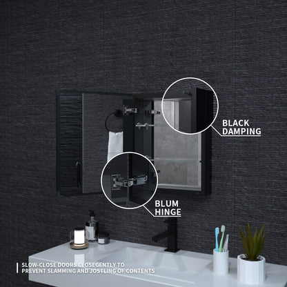 Niveal LUMCA Series Rectangular Aluminum Recessed/Surface Mount Medicine Cabinet with Mirror MMC-1620MB6