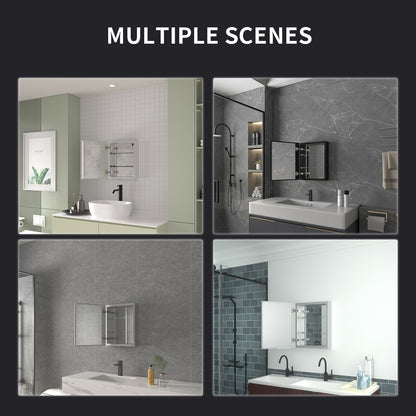 Niveal LUMCA Series Rectangular Aluminum Recessed/Surface Mount Medicine Cabinet with Mirror MMC-1620SV10