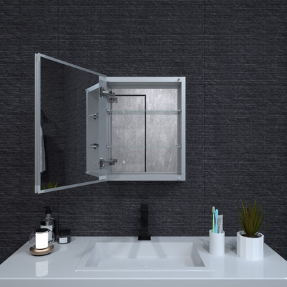 Niveal LUMCA Series Rectangular Aluminum Recessed/Surface Mount Medicine Cabinet with Mirror MMC-1620SV2