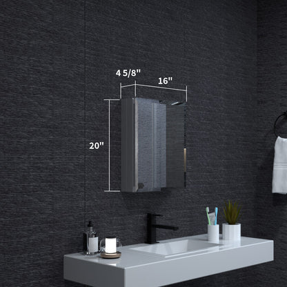 Niveal LUMCA Series Rectangular Aluminum Recessed/Surface Mount Medicine Cabinet with Mirror MMC-1620SV3