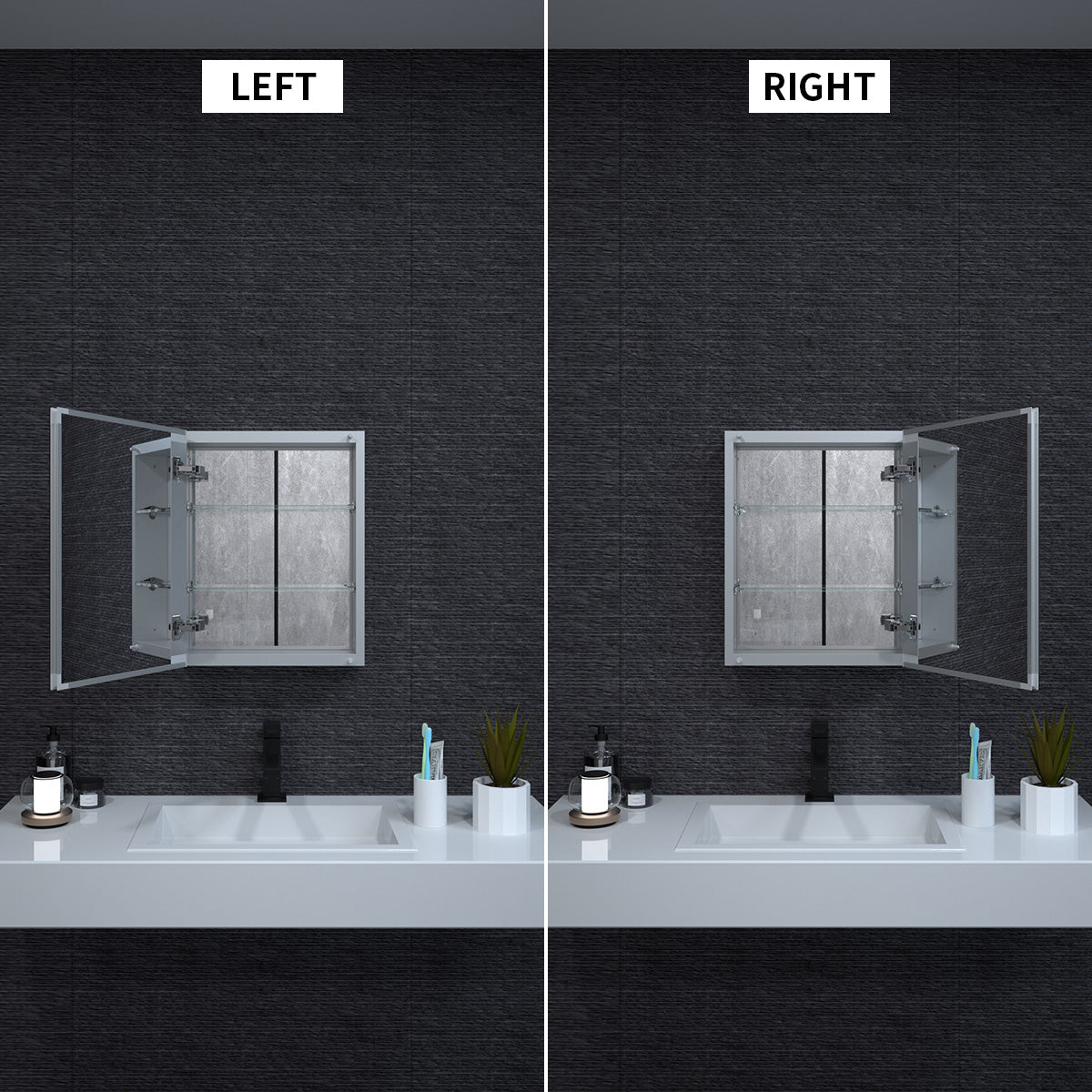 Niveal LUMCA Series Rectangular Aluminum Recessed/Surface Mount Medicine Cabinet with Mirror MMC-1620SV5