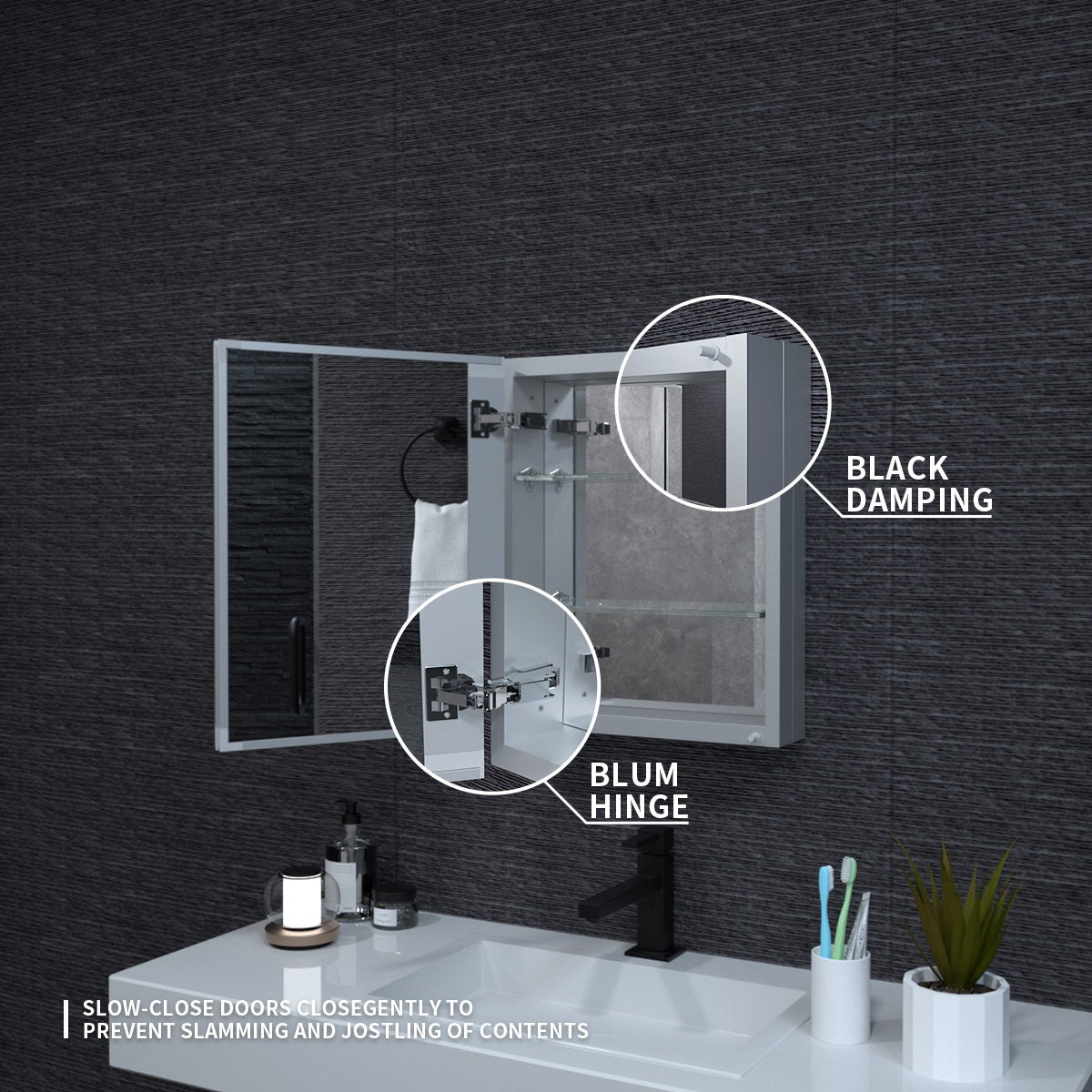 Niveal LUMCA Series Rectangular Aluminum Recessed/Surface Mount Medicine Cabinet with Mirror MMC-1620SV6