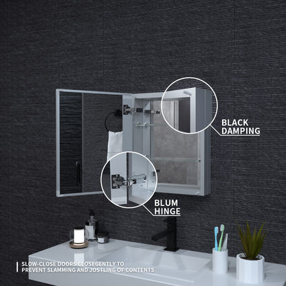 Niveal LUMCA Series Rectangular Aluminum Recessed/Surface Mount Medicine Cabinet with Mirror MMC-1620SV6