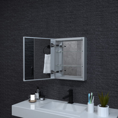 Niveal LUMCA Series Rectangular Aluminum Recessed/Surface Mount Medicine Cabinet with Mirror MMC-1620SV9