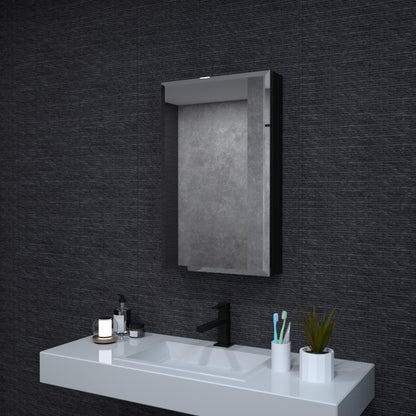 Niveal LUMCA Series Rectangular Aluminum Recessed/Surface Mount Medicine Cabinet with Mirror Matte Black 19 in. W x 30 in. H MMC-1930MB1