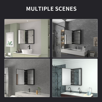 Niveal LUMCA Series Rectangular Aluminum Recessed/Surface Mount Medicine Cabinet with Mirror MMC-1930MB11