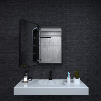 Niveal LUMCA Series Rectangular Aluminum Recessed/Surface Mount Medicine Cabinet with Mirror MMC-1930MB2