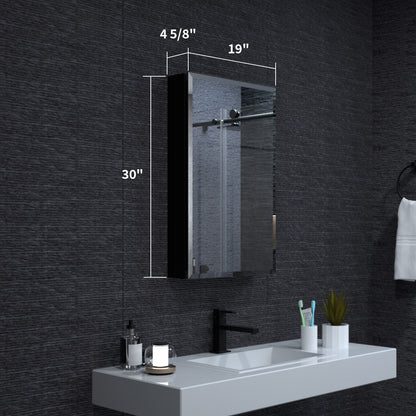 Niveal LUMCA Series Rectangular Aluminum Recessed/Surface Mount Medicine Cabinet with Mirror MMC-1930MB3