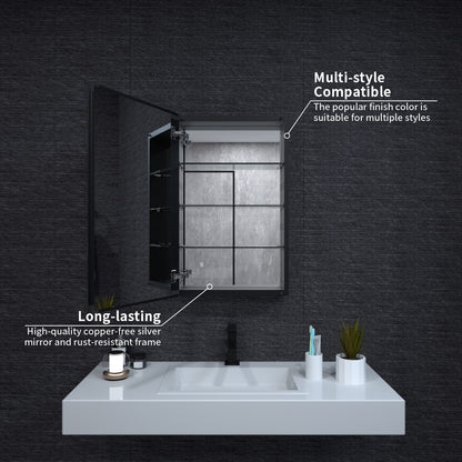 Niveal LUMCA Series Rectangular Aluminum Recessed/Surface Mount Medicine Cabinet with Mirror MMC-1930MB5