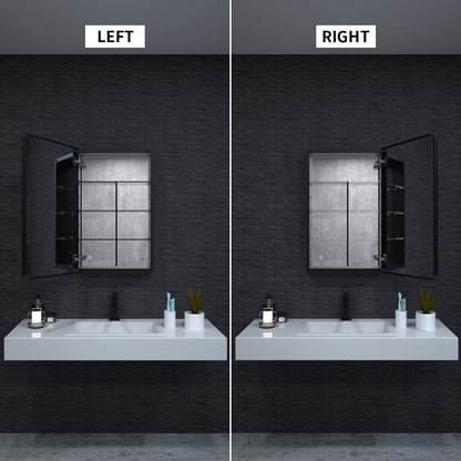 Niveal LUMCA Series Rectangular Aluminum Recessed/Surface Mount Medicine Cabinet with Mirror MMC-1930MB6
