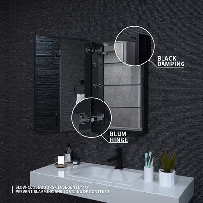 Niveal LUMCA Series Rectangular Aluminum Recessed/Surface Mount Medicine Cabinet with Mirror MMC-1930MB7