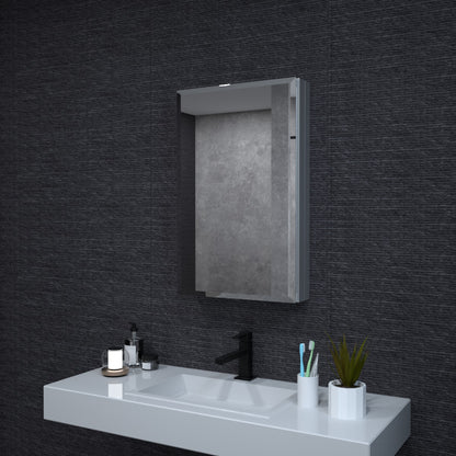 Niveal LUMCA Series Rectangular Aluminum Recessed/Surface Mount Medicine Cabinet with Mirror Chrome 19 in. W x 30 in. H MMC-1930SV1