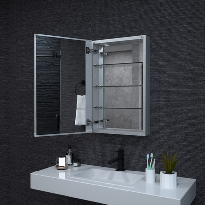 Niveal LUMCA Series Rectangular Aluminum Recessed/Surface Mount Medicine Cabinet with Mirror MMC-1930SV10