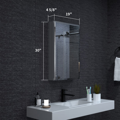 Niveal LUMCA Series Rectangular Aluminum Recessed/Surface Mount Medicine Cabinet with Mirror MMC-1930SV3