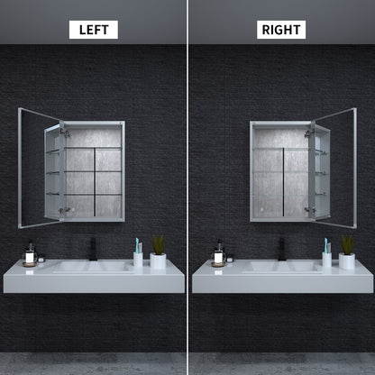 Niveal LUMCA Series Rectangular Aluminum Recessed/Surface Mount Medicine Cabinet with Mirror MMC-1930SV6