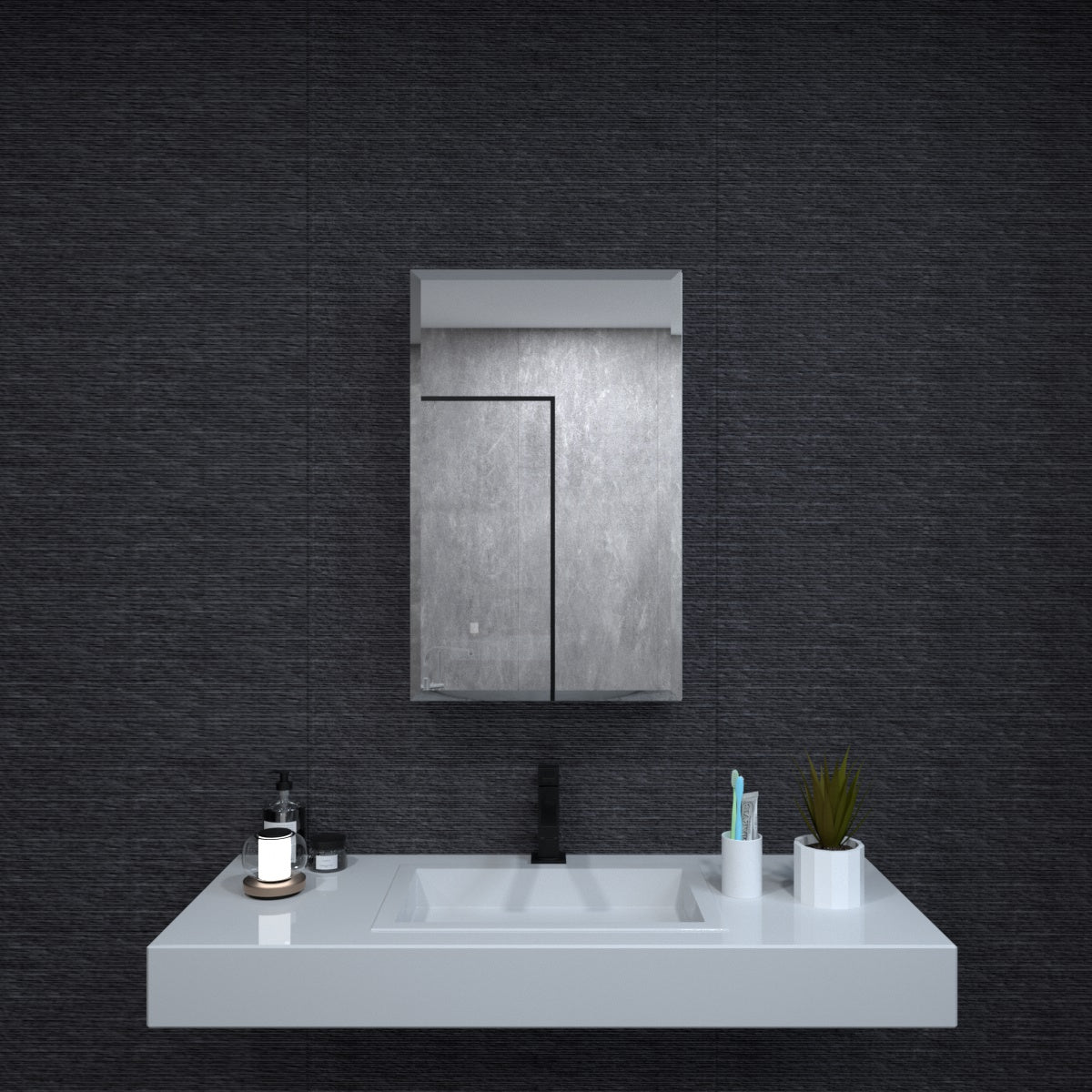 Niveal LUMCA Series Rectangular Aluminum Recessed/Surface Mount Medicine Cabinet with Mirror MMC-1930SV9