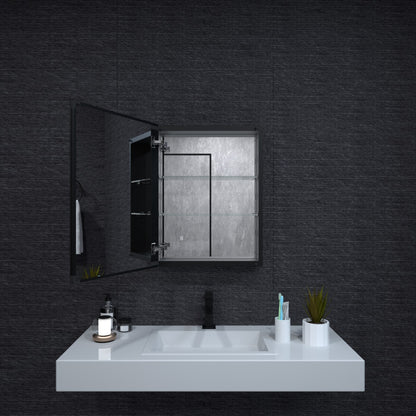 Niveal LUMCA Series Rectangular Aluminum Recessed/Surface Mount Medicine Cabinet with Mirror MMC-2026MB2