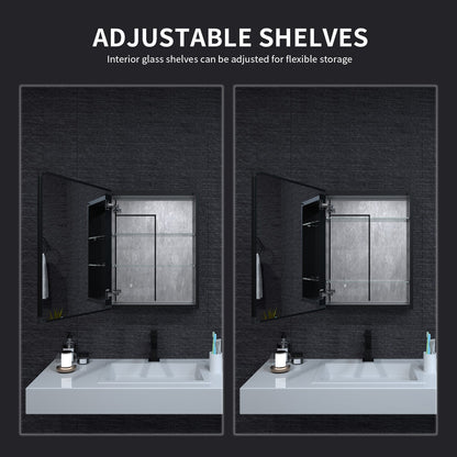 Niveal LUMCA Series Rectangular Aluminum Recessed/Surface Mount Medicine Cabinet with Mirror MMC-2026MB4