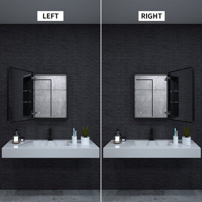 Niveal LUMCA Series Rectangular Aluminum Recessed/Surface Mount Medicine Cabinet with Mirror MMC-2026MB6