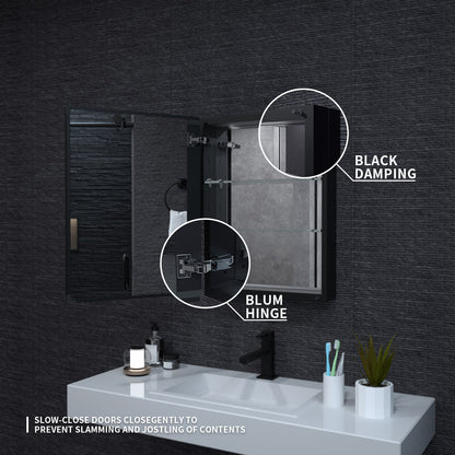 Niveal LUMCA Series Rectangular Aluminum Recessed/Surface Mount Medicine Cabinet with Mirror MMC-2026MB7