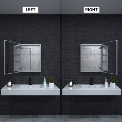 Niveal LUMCA Series Rectangular Aluminum Recessed/Surface Mount Medicine Cabinet with Mirror MMC-2026SV6