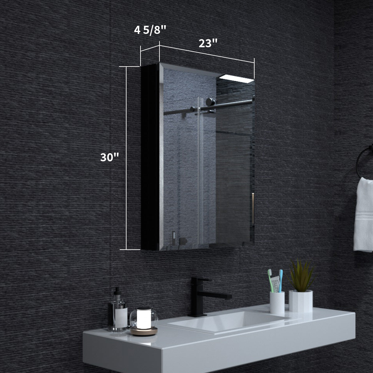 Niveal LUMCA Series Rectangular Aluminum Recessed/Surface Mount Medicine Cabinet with Mirror MMC-2330MB3