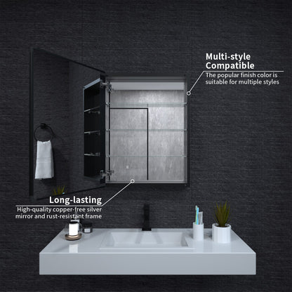 Niveal LUMCA Series Rectangular Aluminum Recessed/Surface Mount Medicine Cabinet with Mirror MMC-2330MB5