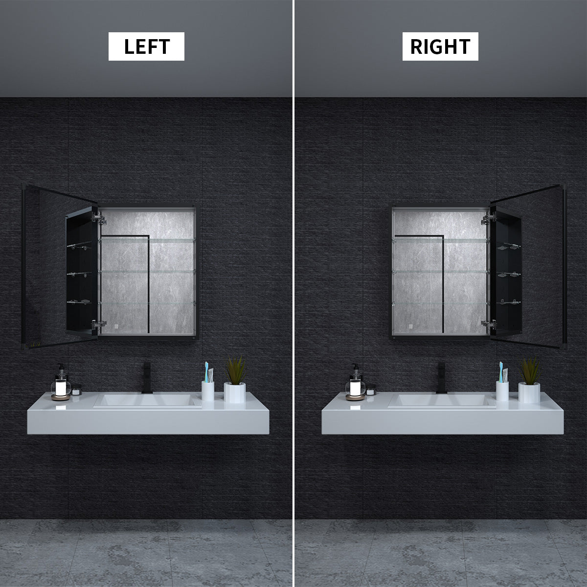 Niveal LUMCA Series Rectangular Aluminum Recessed/Surface Mount Medicine Cabinet with Mirror MMC-2330MB6