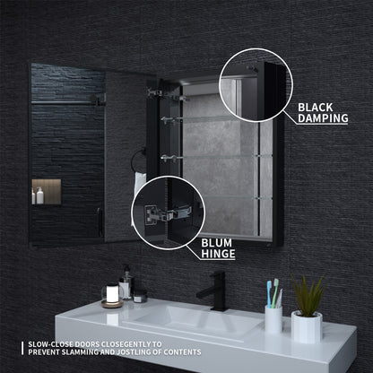 Niveal LUMCA Series Rectangular Aluminum Recessed/Surface Mount Medicine Cabinet with Mirror MMC-2330MB7