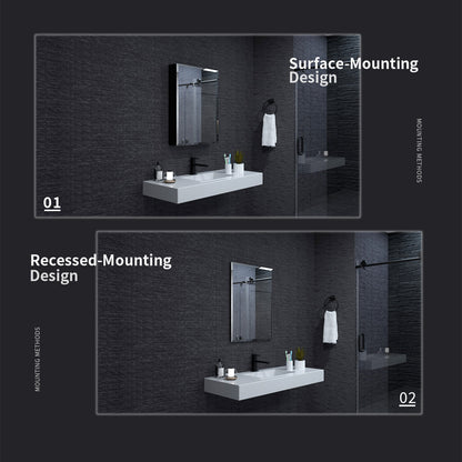 Niveal LUMCA Series Rectangular Aluminum Recessed/Surface Mount Medicine Cabinet with Mirror MMC-2330MB8