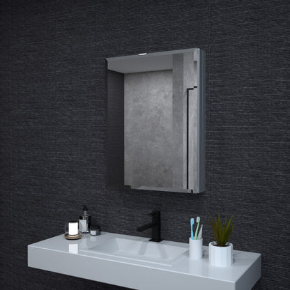 Niveal LUMCA Series Rectangular Aluminum Recessed/Surface Mount Medicine Cabinet with Mirror Chrome 23 in. W x 30 in. H MMC-2330SV1
