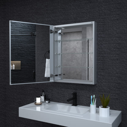 Niveal LUMCA Series Rectangular Aluminum Recessed/Surface Mount Medicine Cabinet with Mirror MMC-2330SV10