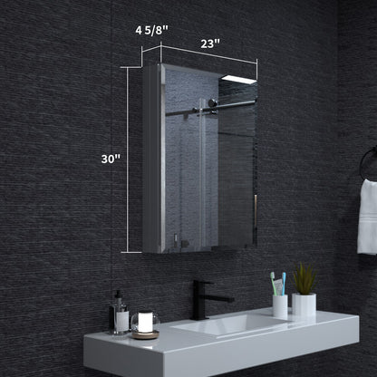 Niveal LUMCA Series Rectangular Aluminum Recessed/Surface Mount Medicine Cabinet with Mirror MMC-2330SV3