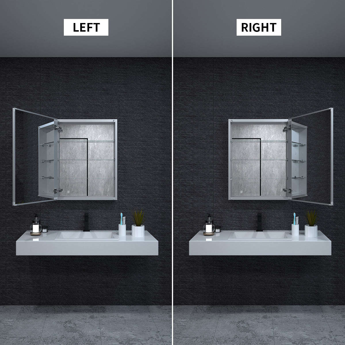 Niveal LUMCA Series Rectangular Aluminum Recessed/Surface Mount Medicine Cabinet with Mirror MMC-2330SV6