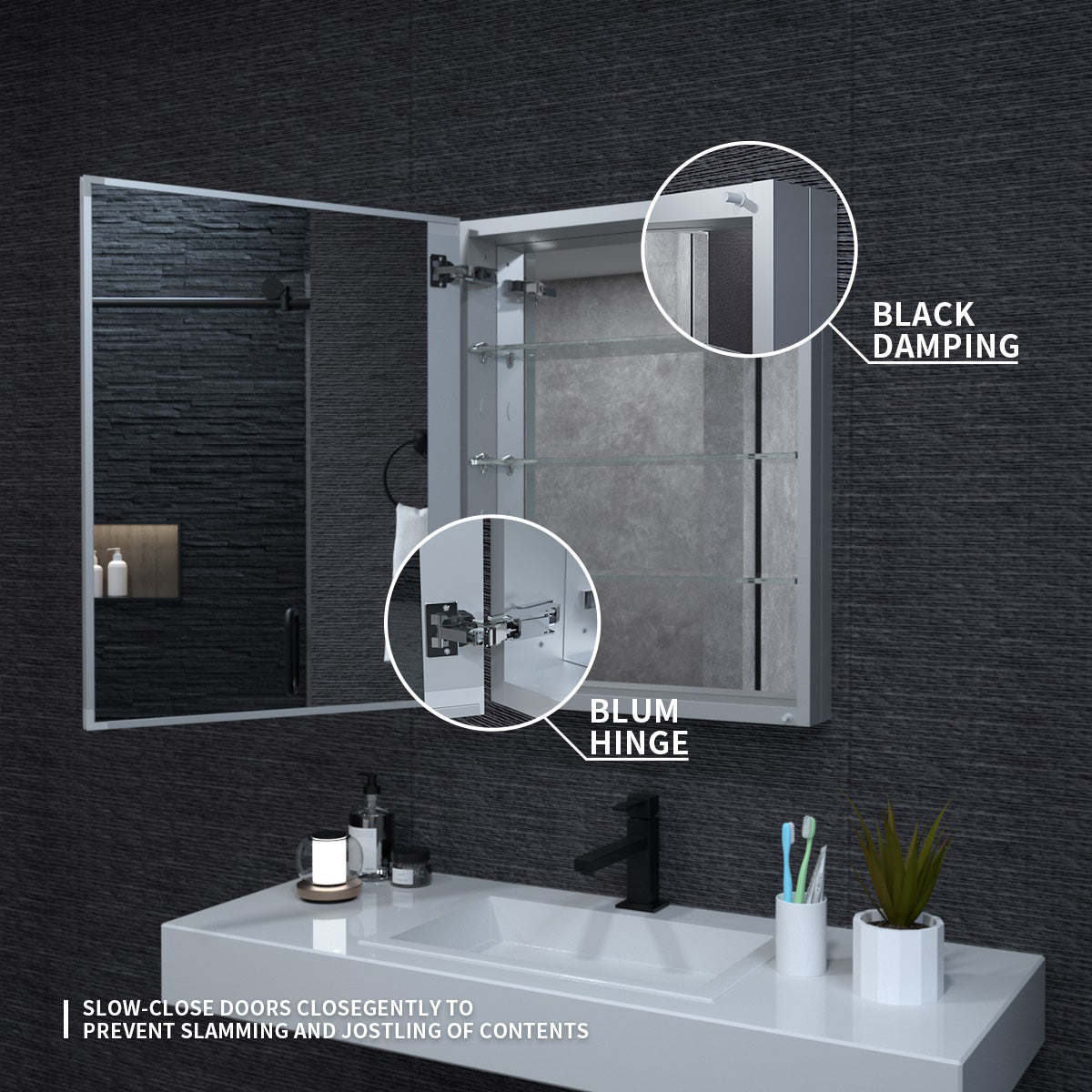 Niveal LUMCA Series Rectangular Aluminum Recessed/Surface Mount Medicine Cabinet with Mirror MMC-2330SV7