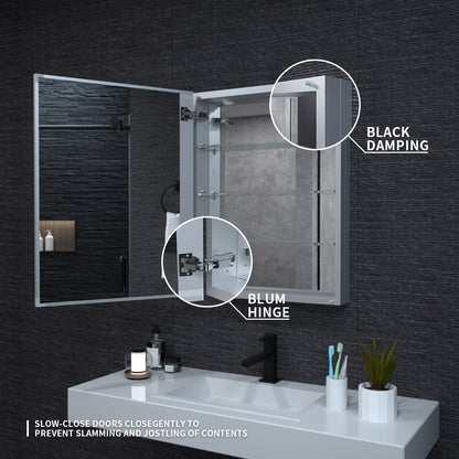 Niveal LUMCA Series Rectangular Aluminum Recessed/Surface Mount Medicine Cabinet with Mirror MMC-2330SV7
