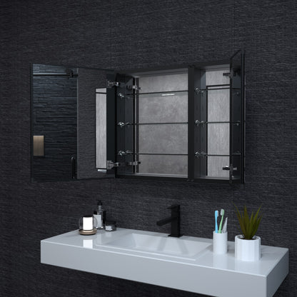 Niveal LUMCA Series Rectangular Aluminum Recessed/Surface Mount Medicine Cabinet with Mirror MMC-3026MB10