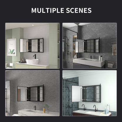 Niveal LUMCA Series Rectangular Aluminum Recessed/Surface Mount Medicine Cabinet with Mirror MMC-3026MB11