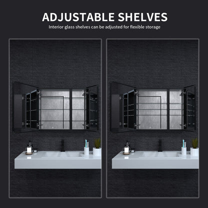 Niveal LUMCA Series Rectangular Aluminum Recessed/Surface Mount Medicine Cabinet with Mirror MMC-3026MB4