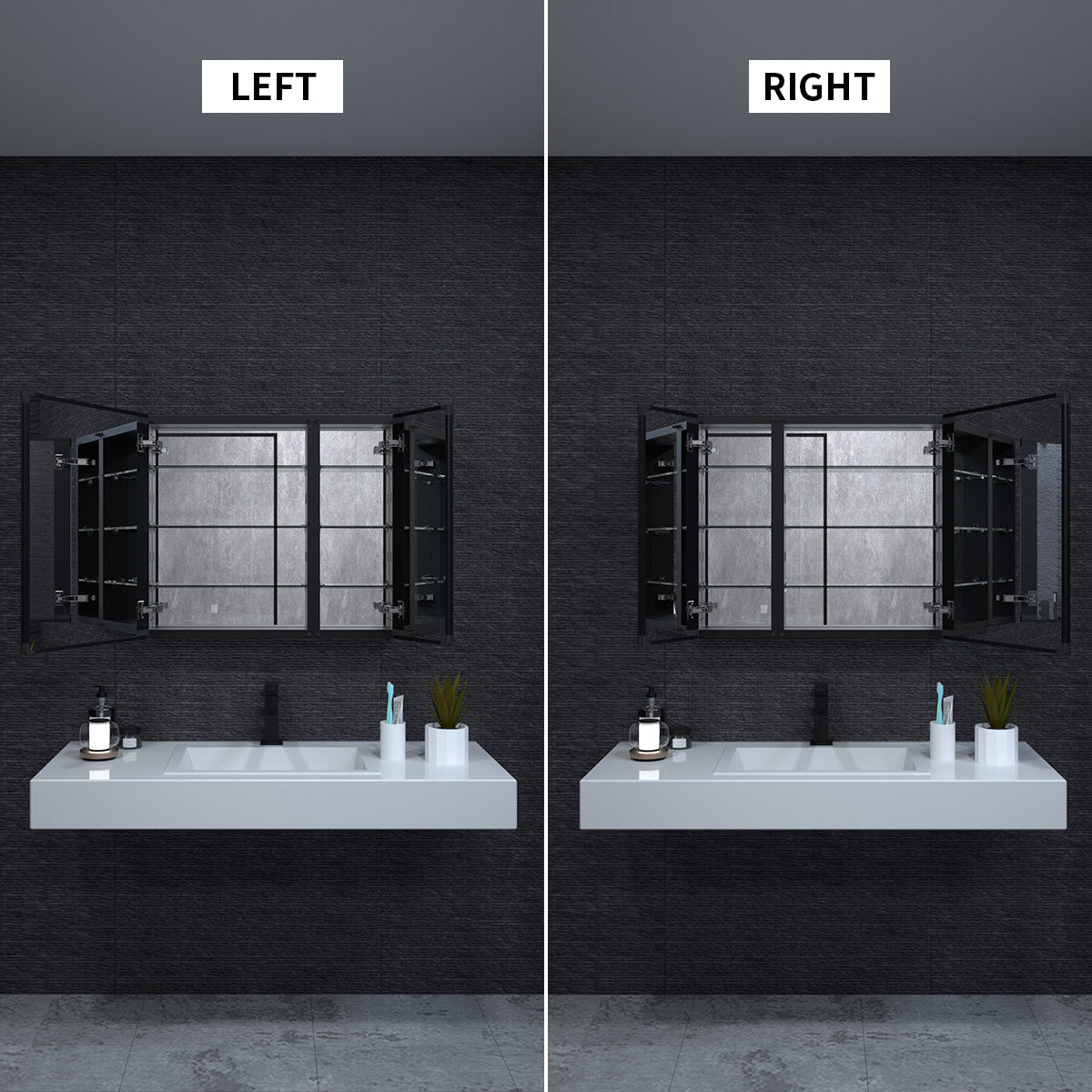 Niveal LUMCA Series Rectangular Aluminum Recessed/Surface Mount Medicine Cabinet with Mirror MMC-3026MB6