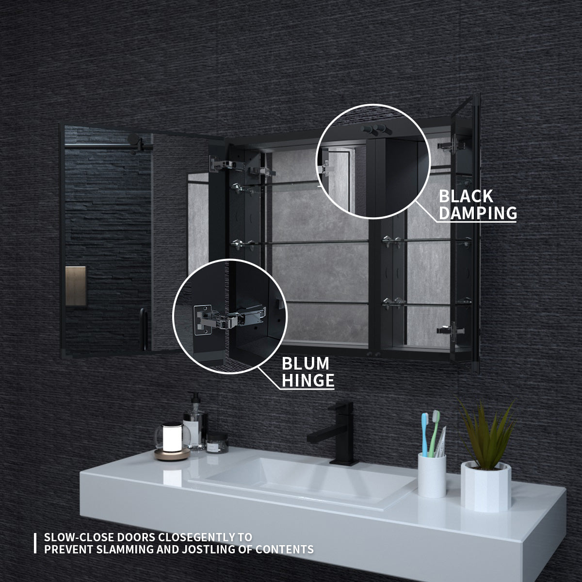 Niveal LUMCA Series Rectangular Aluminum Recessed/Surface Mount Medicine Cabinet with Mirror MMC-3026MB7