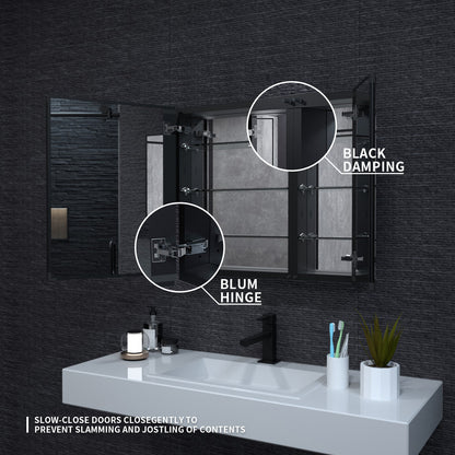 Niveal LUMCA Series Rectangular Aluminum Recessed/Surface Mount Medicine Cabinet with Mirror MMC-3026MB7