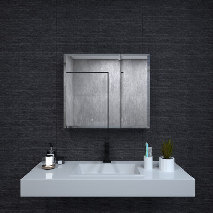Niveal LUMCA Series Rectangular Aluminum Recessed/Surface Mount Medicine Cabinet with Mirror MMC-3026MB9