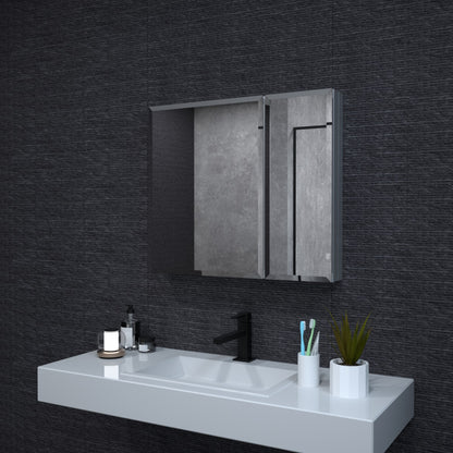Niveal LUMCA Series Rectangular Aluminum Recessed/Surface Mount Medicine Cabinet with Mirror Chrome 30 in. W x 26 in. H MMC-3026SV1