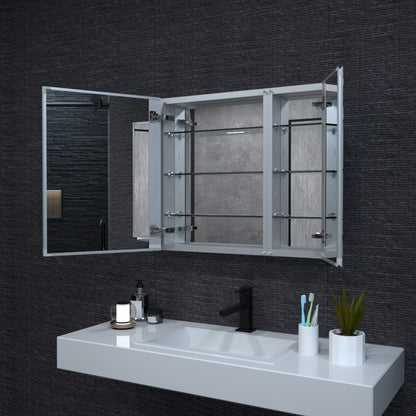 Niveal LUMCA Series Rectangular Aluminum Recessed/Surface Mount Medicine Cabinet with Mirror MMC-3026SV10